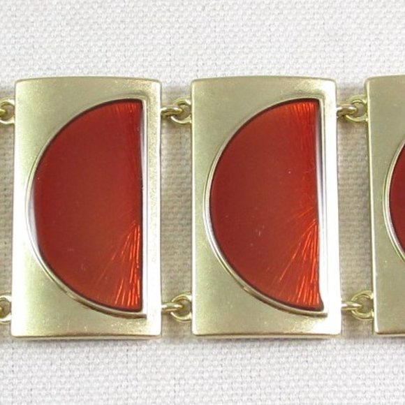 NWOT Jewelmint Gold Panel Bracelet with Enamel Moons, Mod, 60's, Statement - Picture 3 of 5